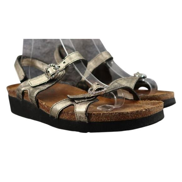 Naot Shoes Women 10 Sandal Fashion Comfort Metallic Leather Cork Adjustable Kate - Picture 1 of 14